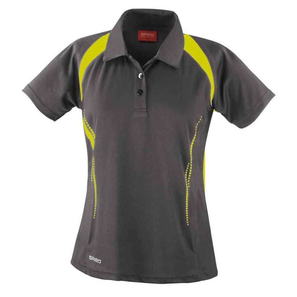 Spiro Womens/Ladies Team Spirit Polo Shirt / Gray/Lime